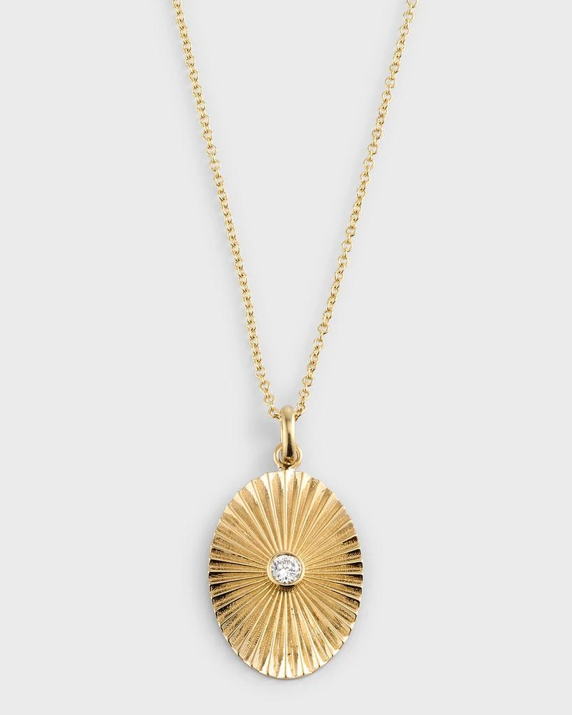 Zoe Lev 14K Gold Pleated Oval with Diamond Necklace, 16-18"L 1