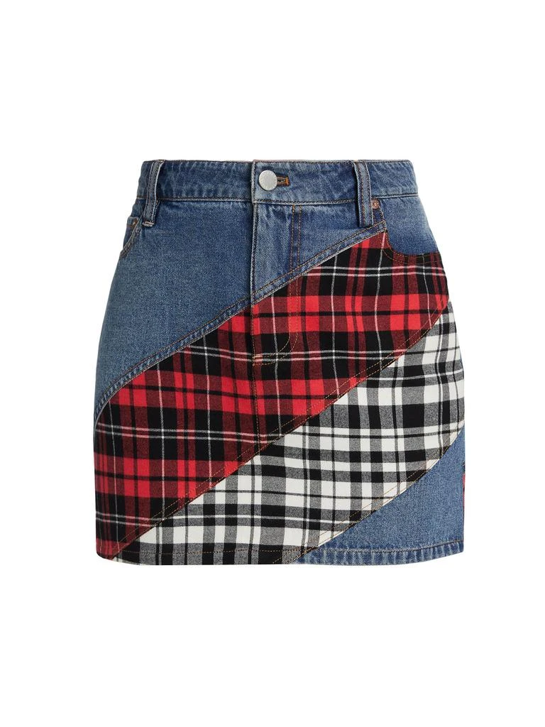 Alice + Olivia Lisanne Patchwork Denim Miniskirt 6