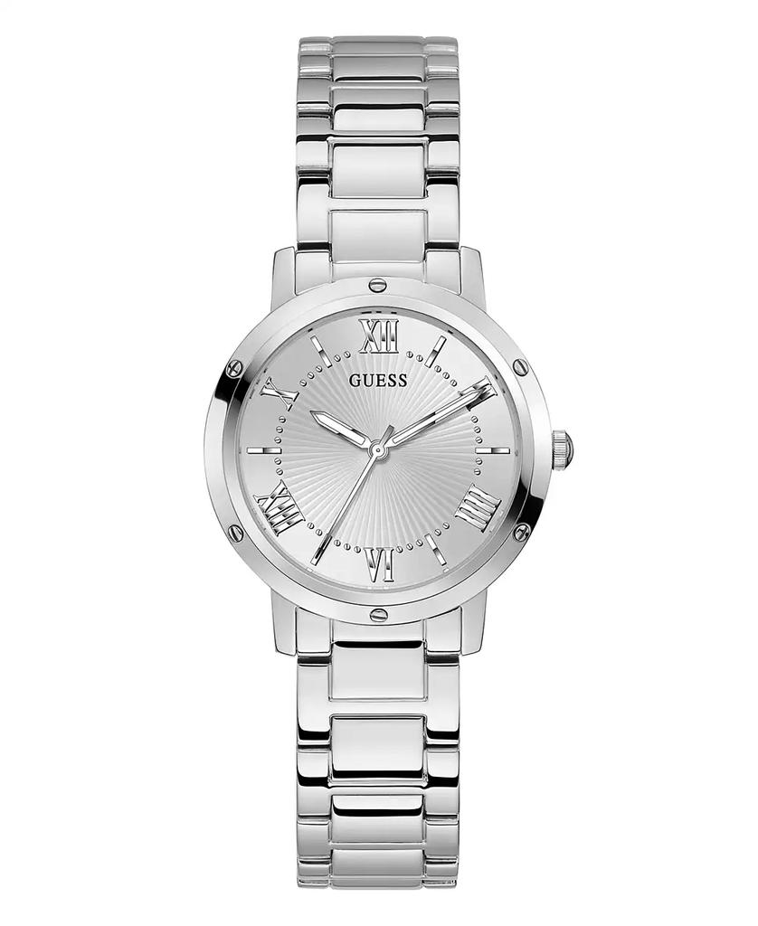 GUESS Women's Silver-Tone Stainless Steel Bracelet Watch, 34mm