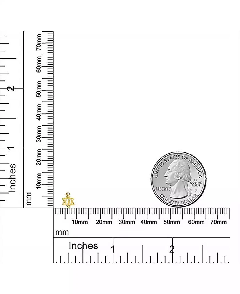 Bling Jewelry Tiny Petite Judaic Jewelry CZ Accent14K Yellow Gold Hebrew Chai Life Star Of David Judaic Cartilage Ear Lobe Piercing Stud Earring For Women For Bat Mitzvah Secure Screw Back 3