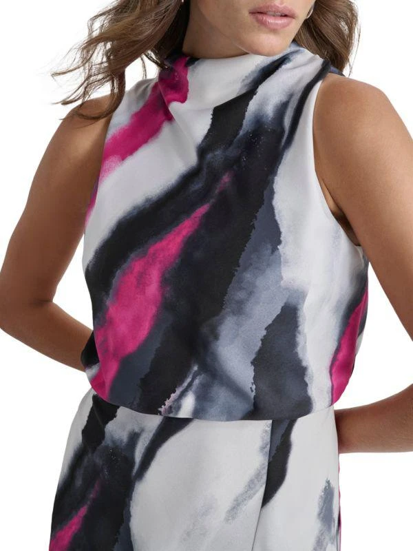 DKNY Draped Brushstroke-Print Midi-Dress 5