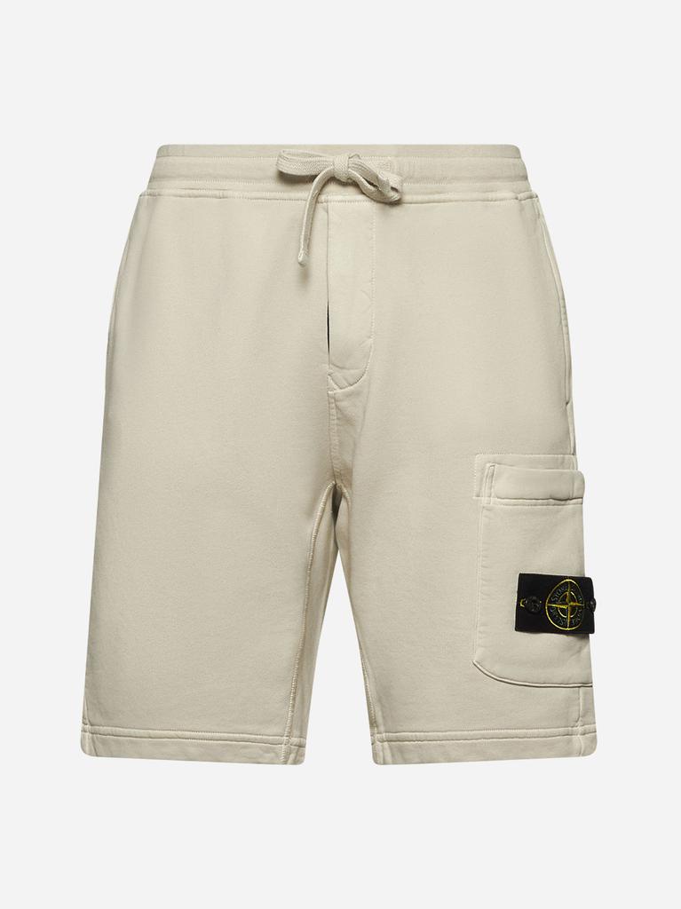 Stone Island Beige cotton fleece cargo shorts