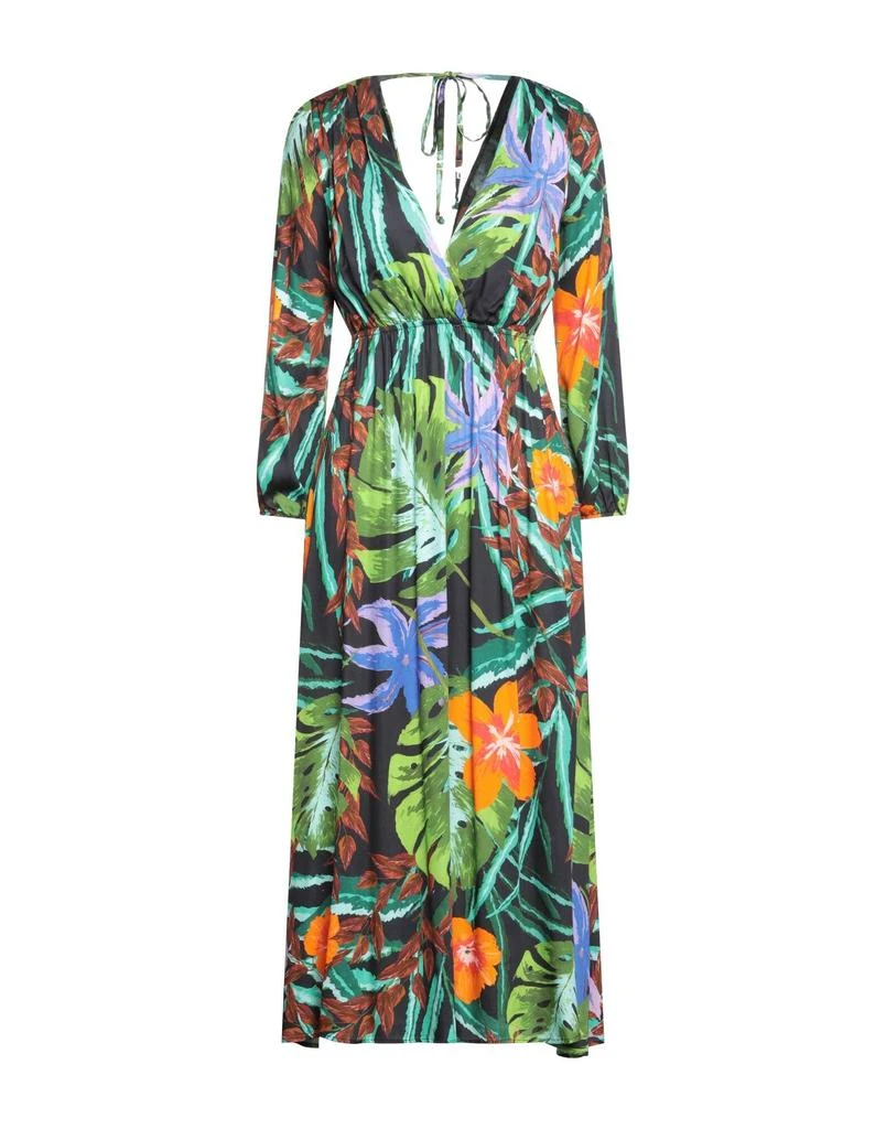 knee length dresses for ladies KAOS Air force blue cotton midi dress with ruffles and curls PPJMA007