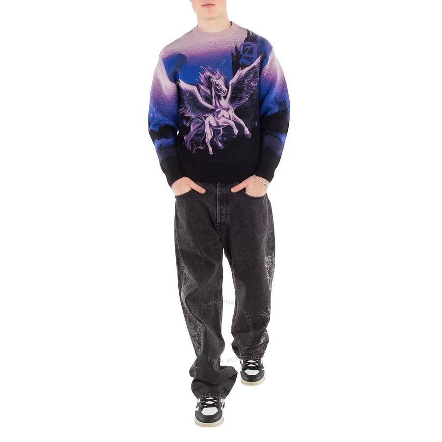 Aries Men's Purple Woolen Jumper Pegasus Print Sweater 2