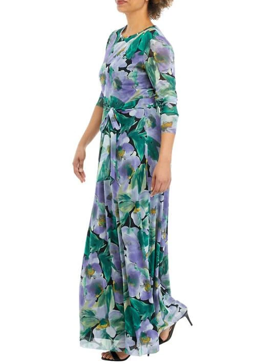 Anne Klein Klein Womens 3 4 Sleeve Floral Print Mesh Maxi Dress 3