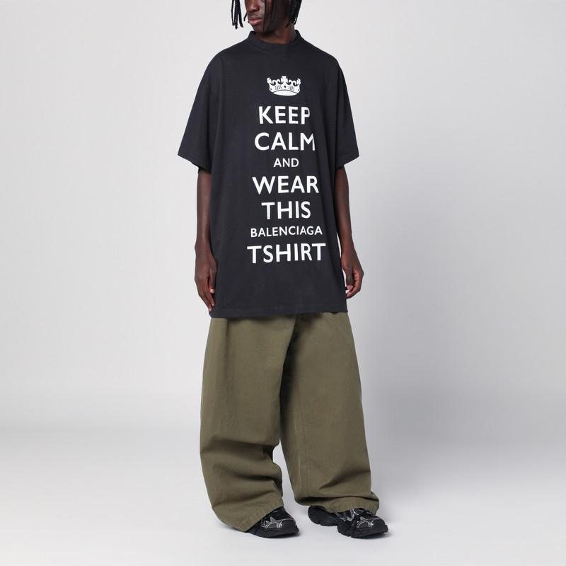 Balenciaga Keep Calm over washed black t-shirt - T-Shirts