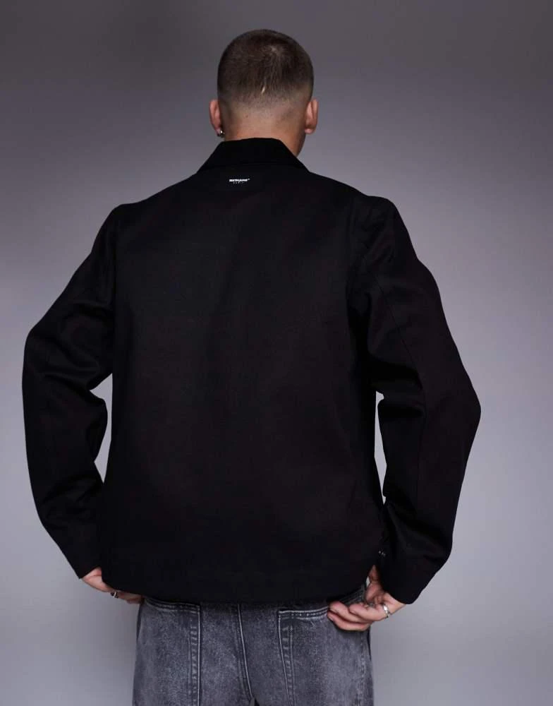 Sixth June Sixth June contrast collar trucker jacket in black 3