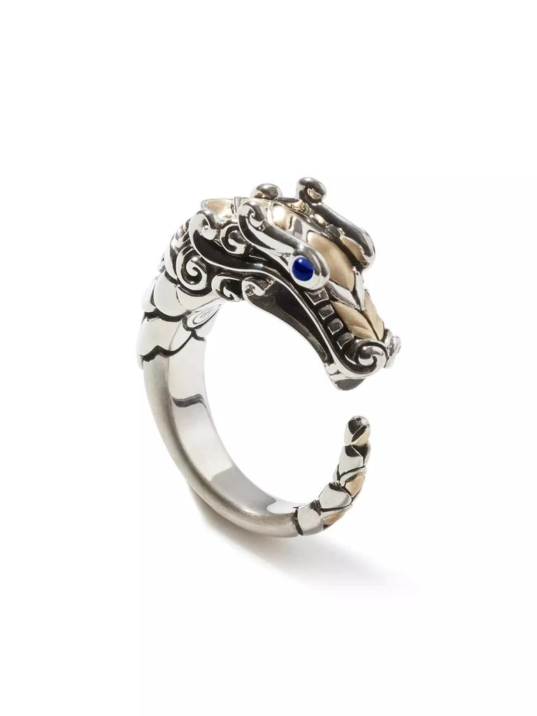 John Hardy Naga Dragon 18K Yellow Gold, Sterling Silver & Blue Sapphire Dragon Ring 4
