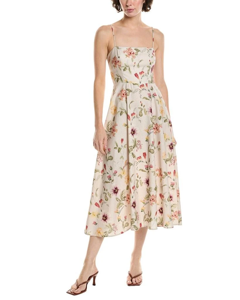 chinese dress ladies Sand Richelieu Euroflax Premium Linen Midi Dress  FARM Rio