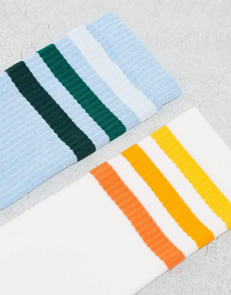 Adidas adidas Originals 80s pack of 2 knee socks in blue/off white 2