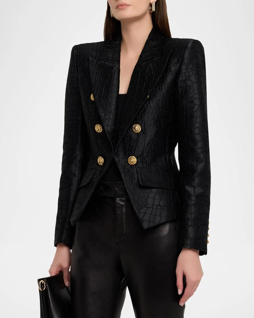 Balmain 6-Button Croco Jacquard Blazer Jacket 4
