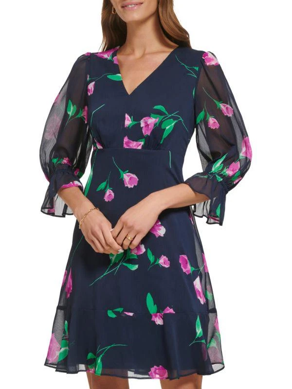 DKNY Floral Fit & Flare Minidress 1