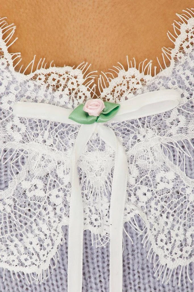 For Love & Lemons Rosaleen Knit Sweater In Blue 4