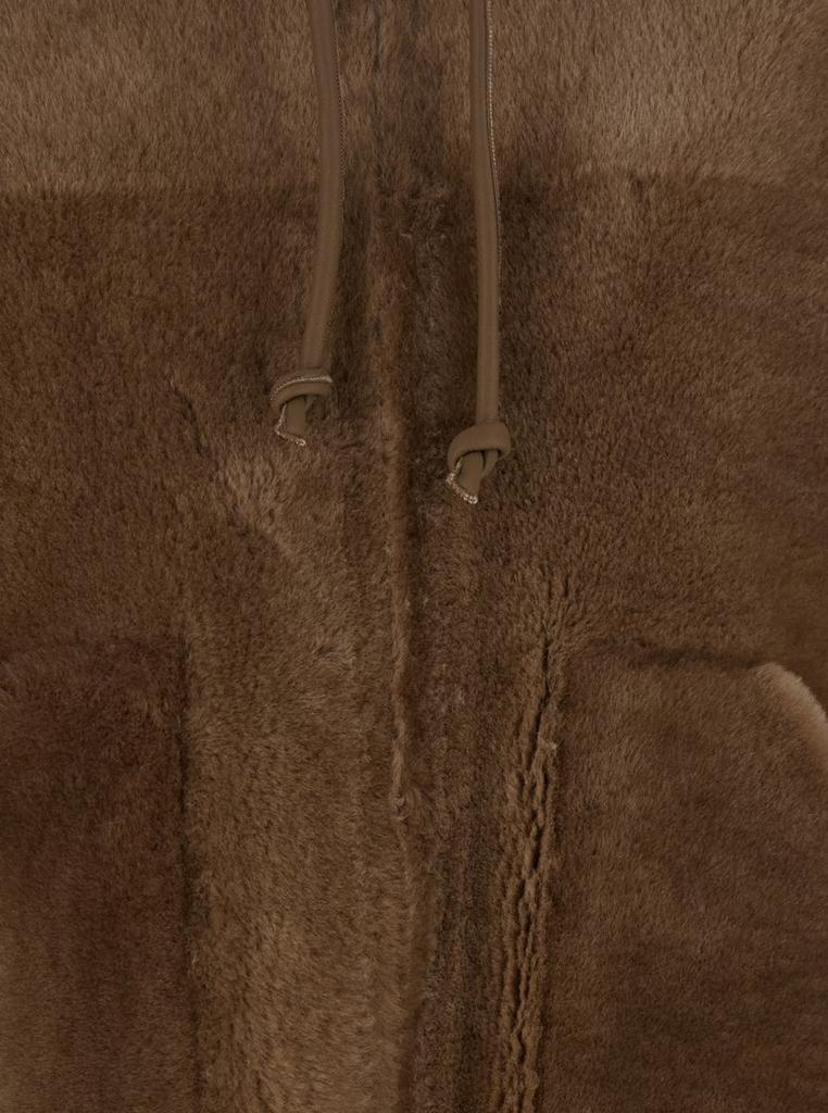 BLANCHA Brown Reversible Shearling Jacket With Drawstring Hood And Front Zip Closure In Fur Woman