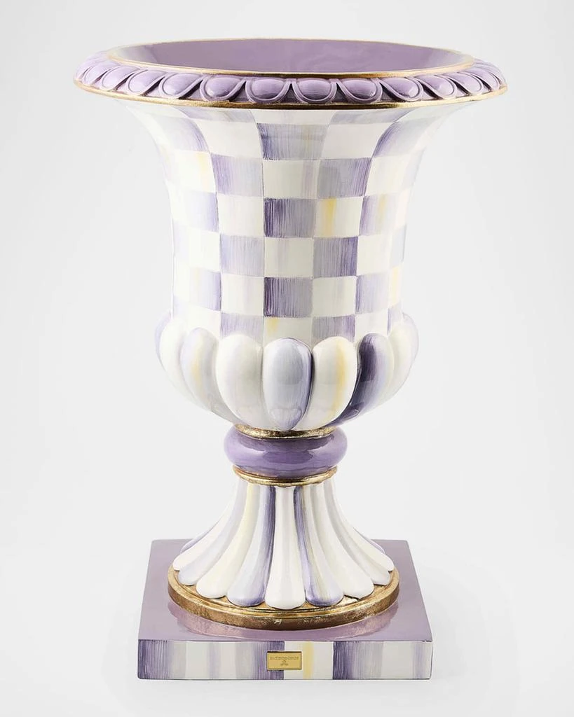 MacKenzie-Childs Violet Check Pedestal Urn