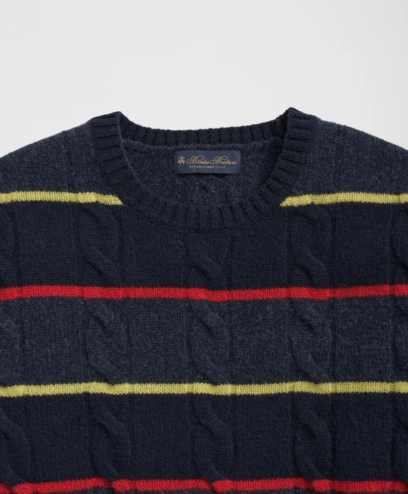 Brooks Brothers Archive Cable Striped Sweater in Merino Wool