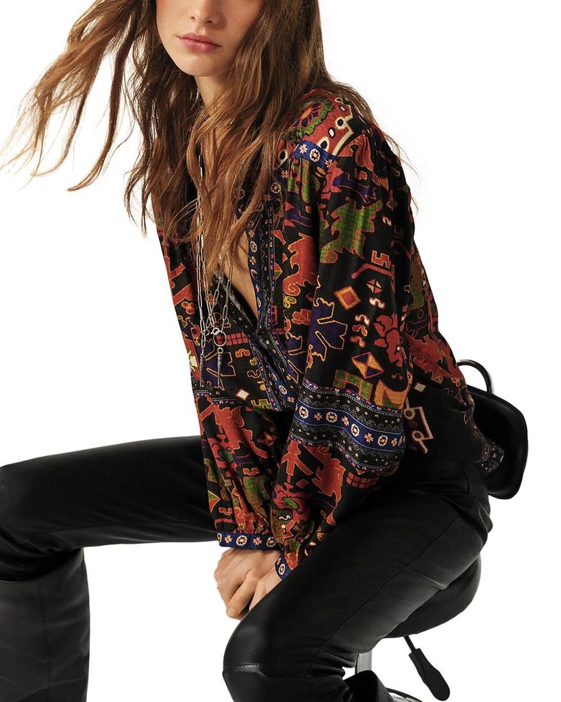 ba&sh Varone Printed Deep V Blouse 8