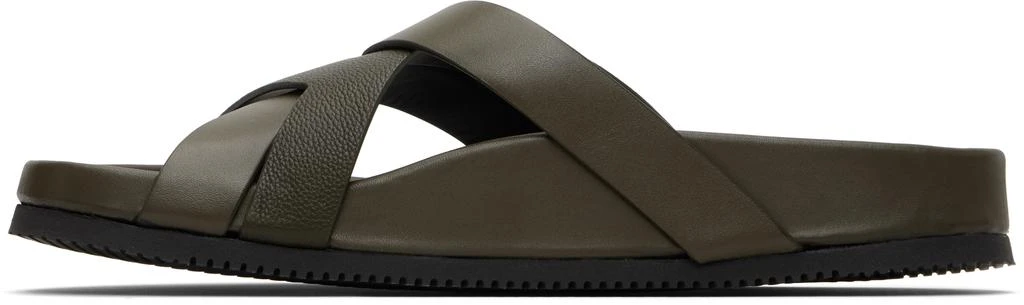 Tom Ford Khaki Smooth 
Supple Grain Leather Sandals 3