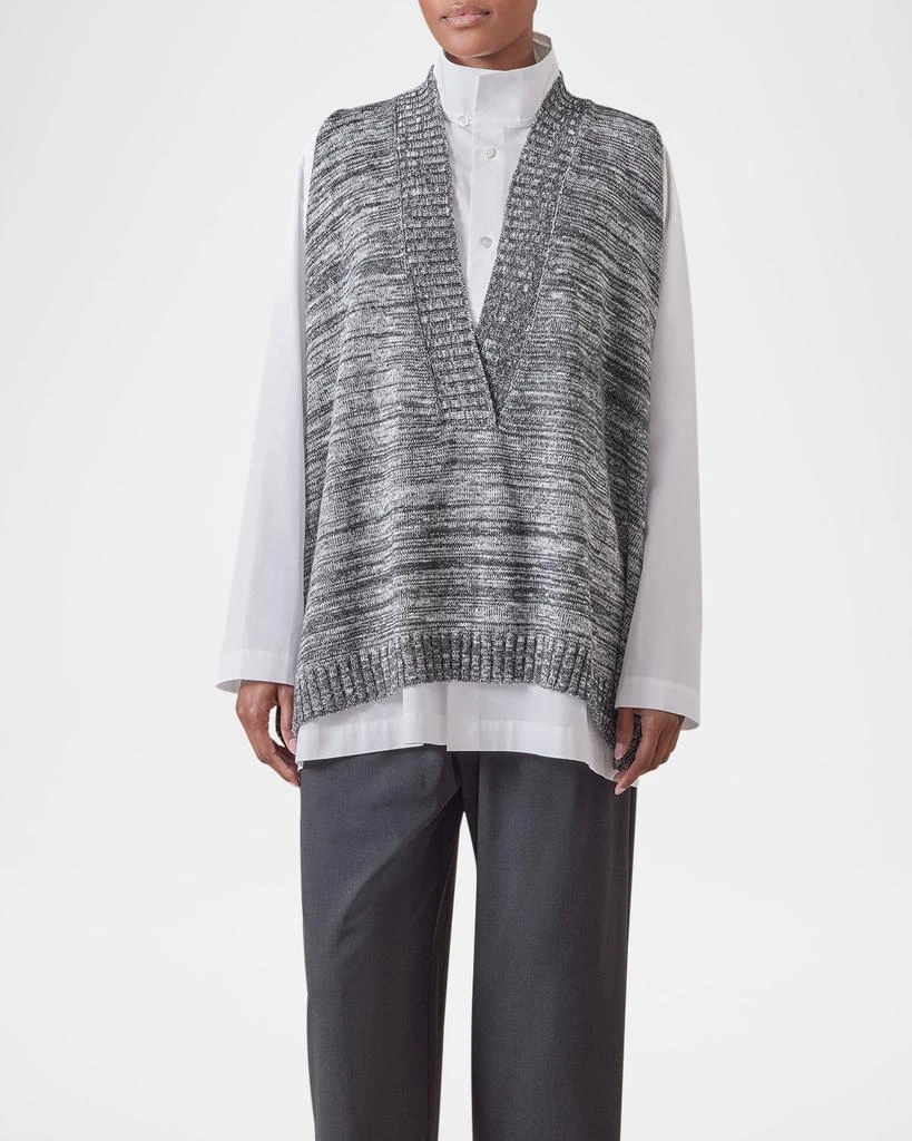 Eskandar A-Line Sleeveless V Sweater (Mid Plus Length) 4