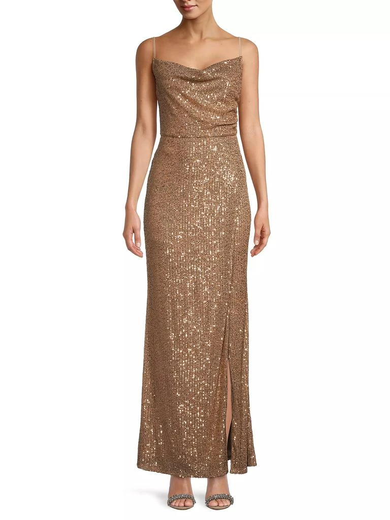 Laundry by Shelli Segal Sequined Cowlneck Gown 3