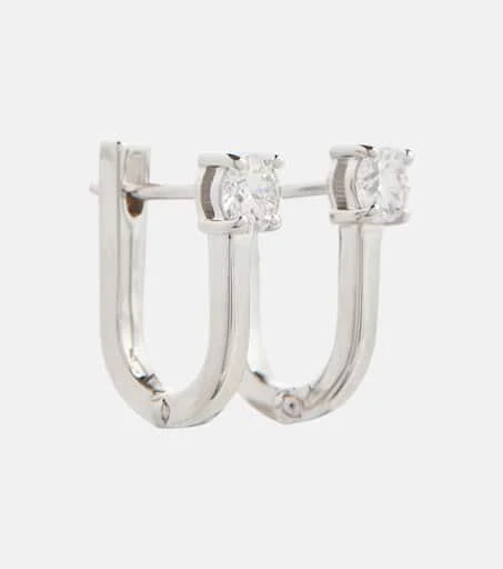 Melissa Kaye Aria U Huggie 18kt white gold hoop earrings with diamonds 1