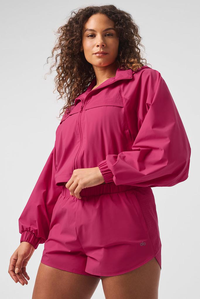 （48)alo ピンク ヨガウェア ジャケット Alo Cropped Playmaker Jacket - Pink Summer Crush - Jackets