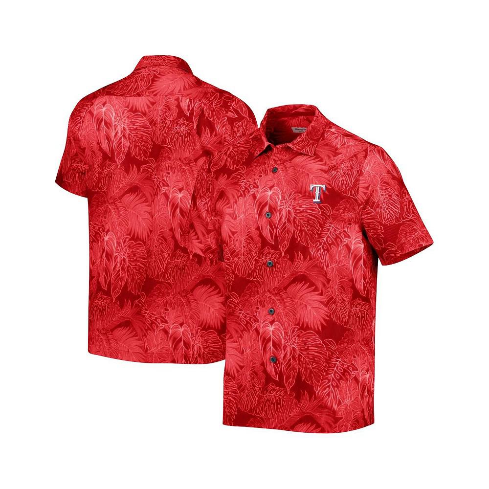 Tommy Bahama Men's  Red Texas Rangers Bahama Coast Luminescent Fronds IslandZone Button-Up Camp Shirt