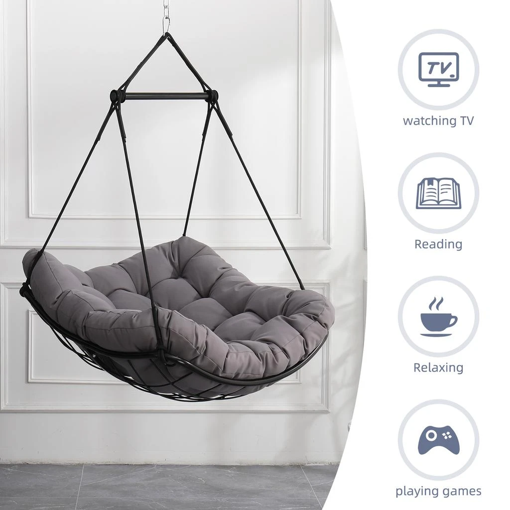 Streamdale Furniture Streamdale Hammock Chair Swing with Cushion - Gray 4