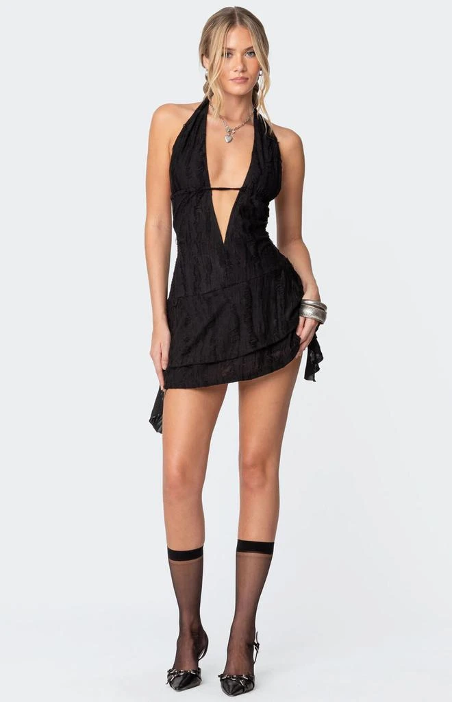 Edikted Shredded Backless Halter Mini Dress 1