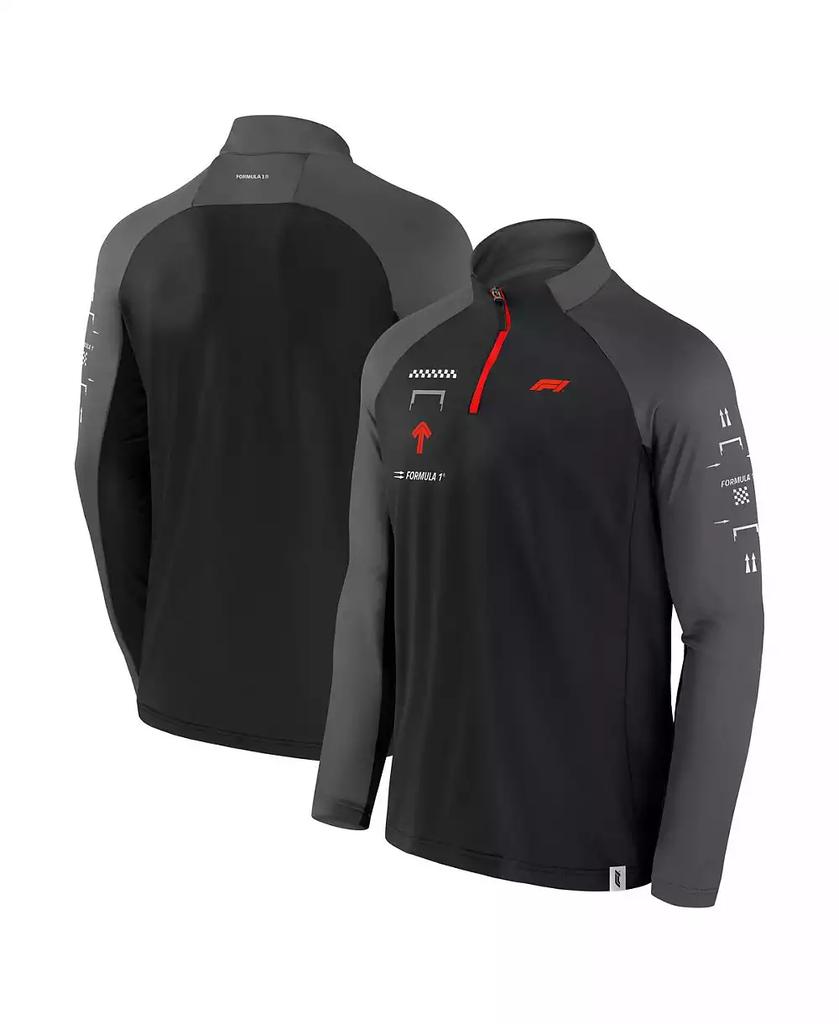 Formula 1 Men's Black/Graphite Tech Stacked Logo Raglan Quarter-Zip Pullover