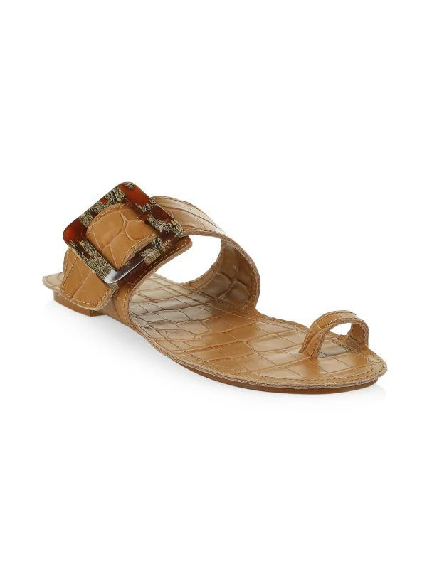 Definery The Loop Ring Croc-Embossed Leather Sandals 2