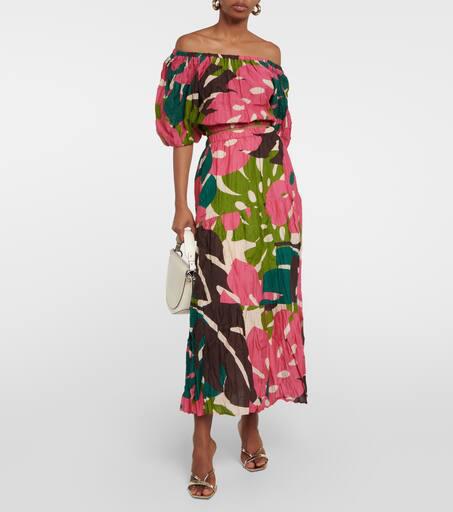 Velvet Lydia printed cotton and silk maxi skirt