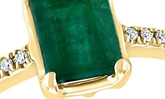 Effy 14K Yellow Gold Pavé Diamond Emerald Ring - 0.08 ctw. 2