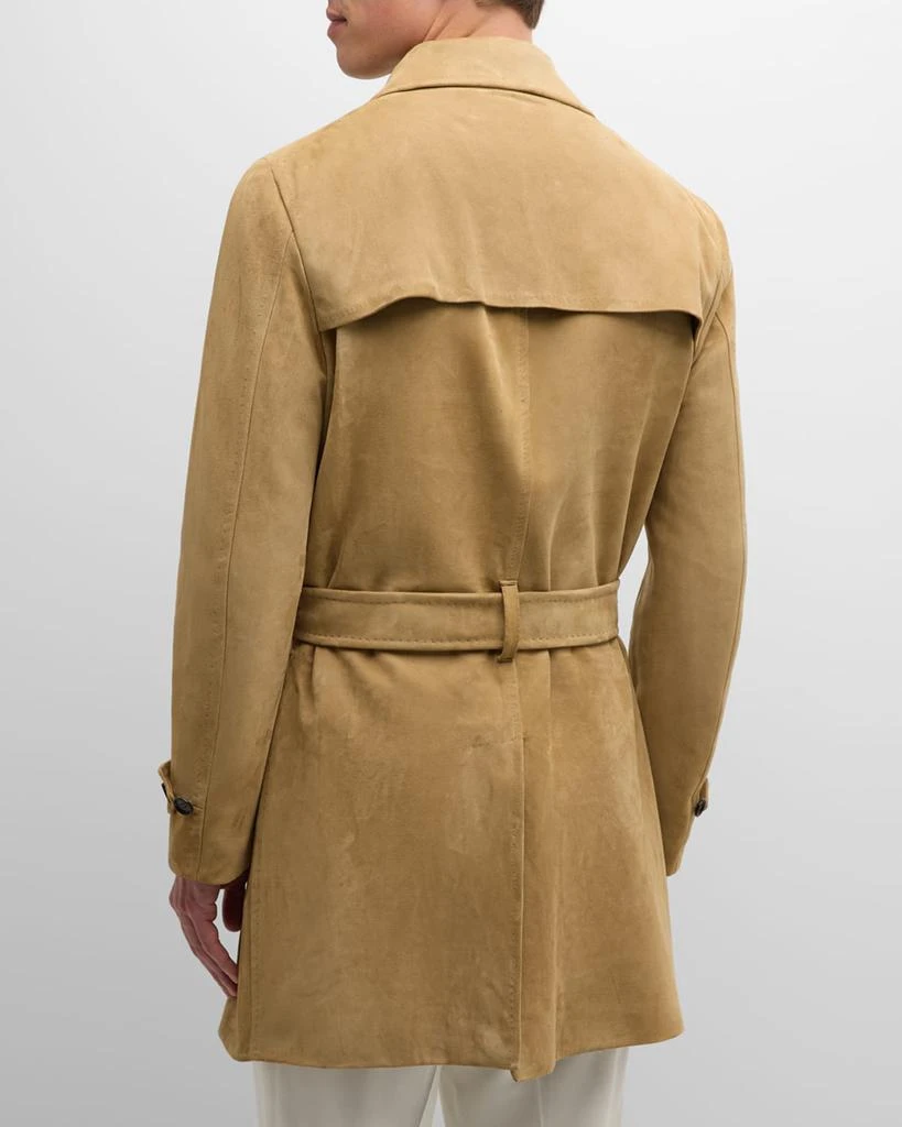 Isaia Men's Belted Suede Trench Coat 3
