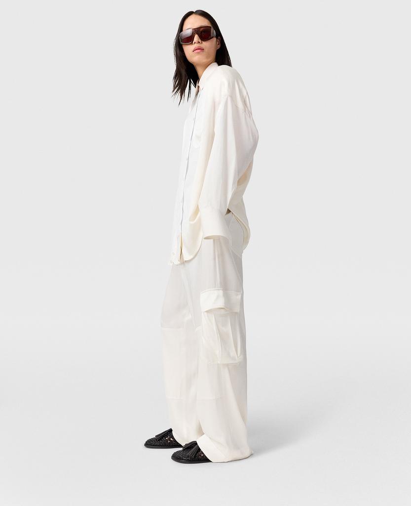 Stella McCartney Stella McCartney - Satin Panelled Slouchy Cargo Trousers, Woman, Milky white, Size: 44