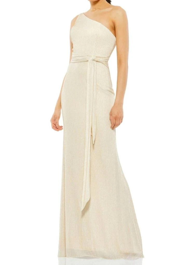 Ieena for Mac Duggal Asymmetrical One Shoulder Knotted Waist Dress In Porcelain 1