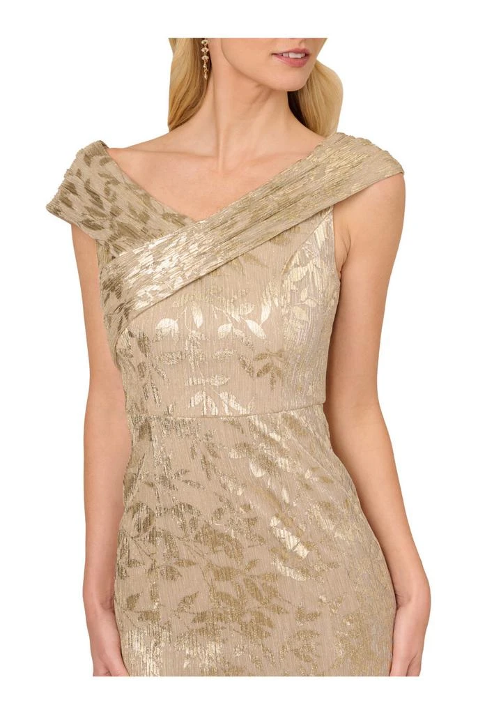 Adrianna Papell Foil leaf mermaid gown 3