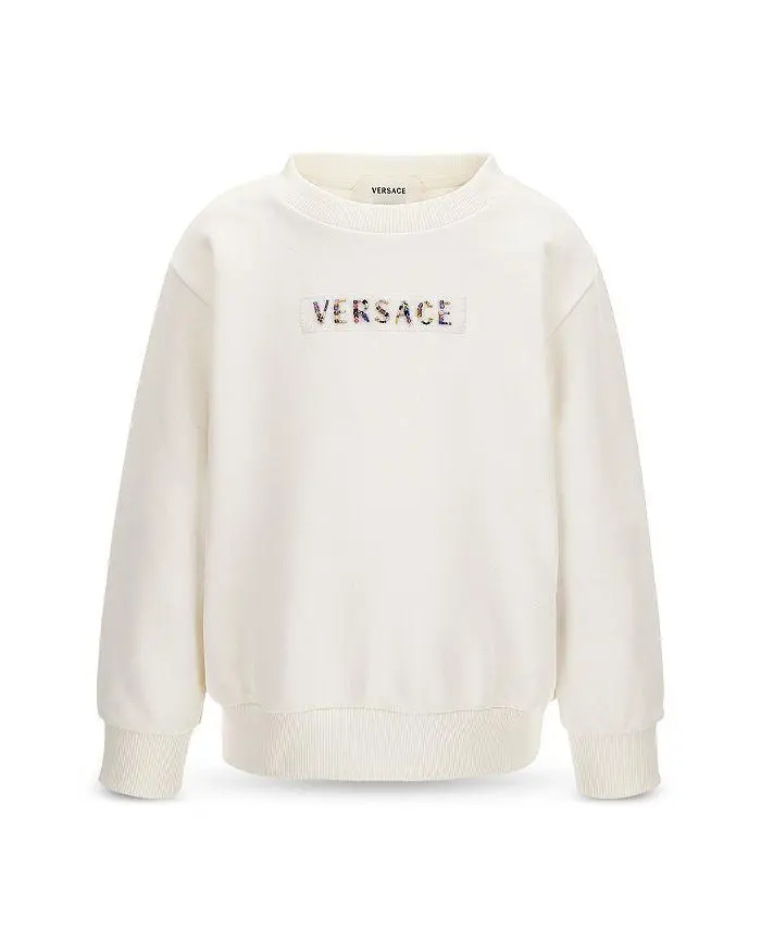 Versace Girls' Beaded Logo Fleece Sweatshirt - Little Kid, Big Kid