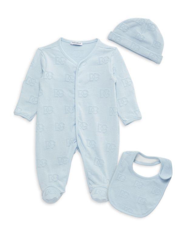 Dolce&Gabbana Baby Boy's 3-Piece DG Bodysuit, Bib & Beanie Set