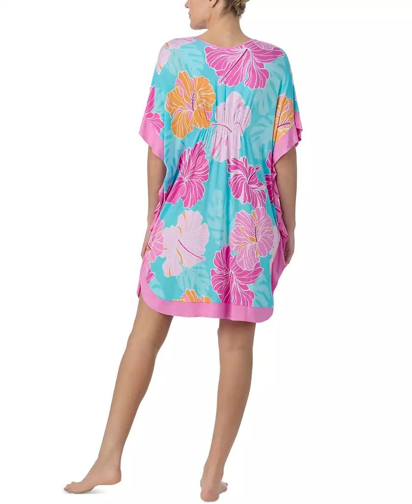 Ellen Tracy Women's Short Floral V-Neck Sleep Caftan 4