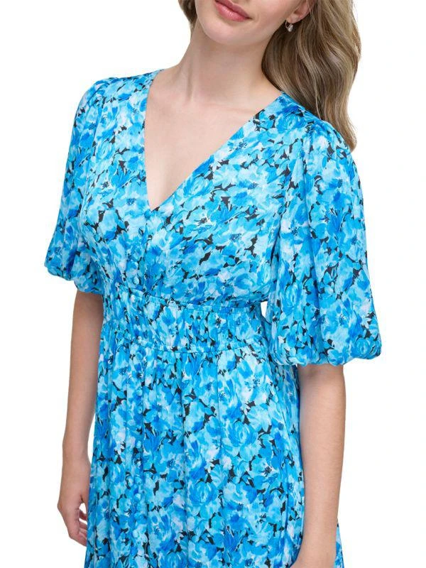 Kensie Puff Sleeve Floral Midi Dress 4