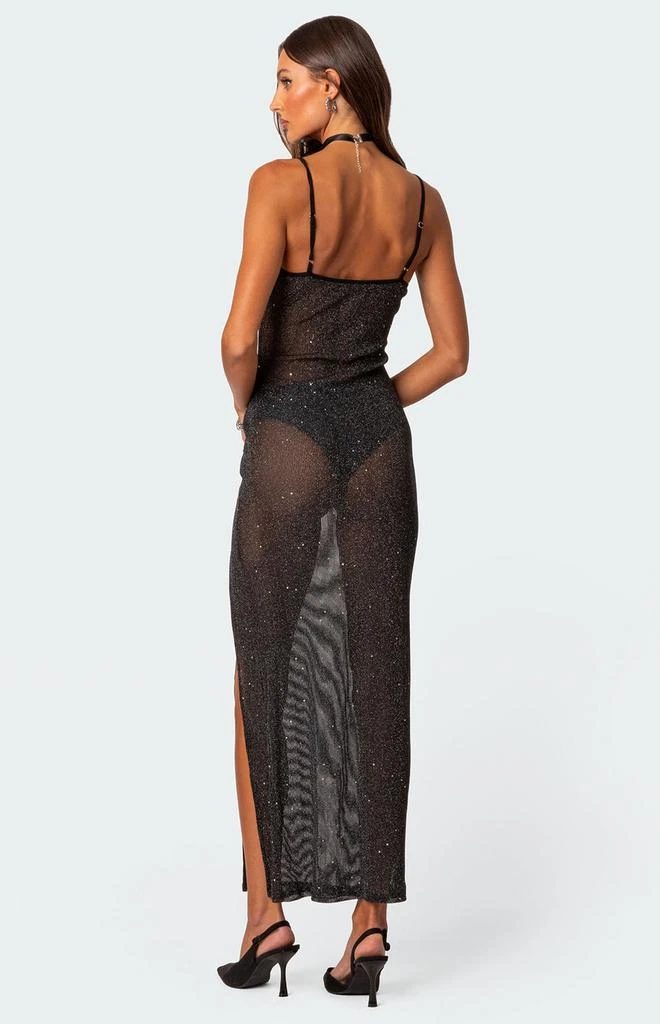 Edikted Sheer Micro Sequin Slitted Maxi Dress 4