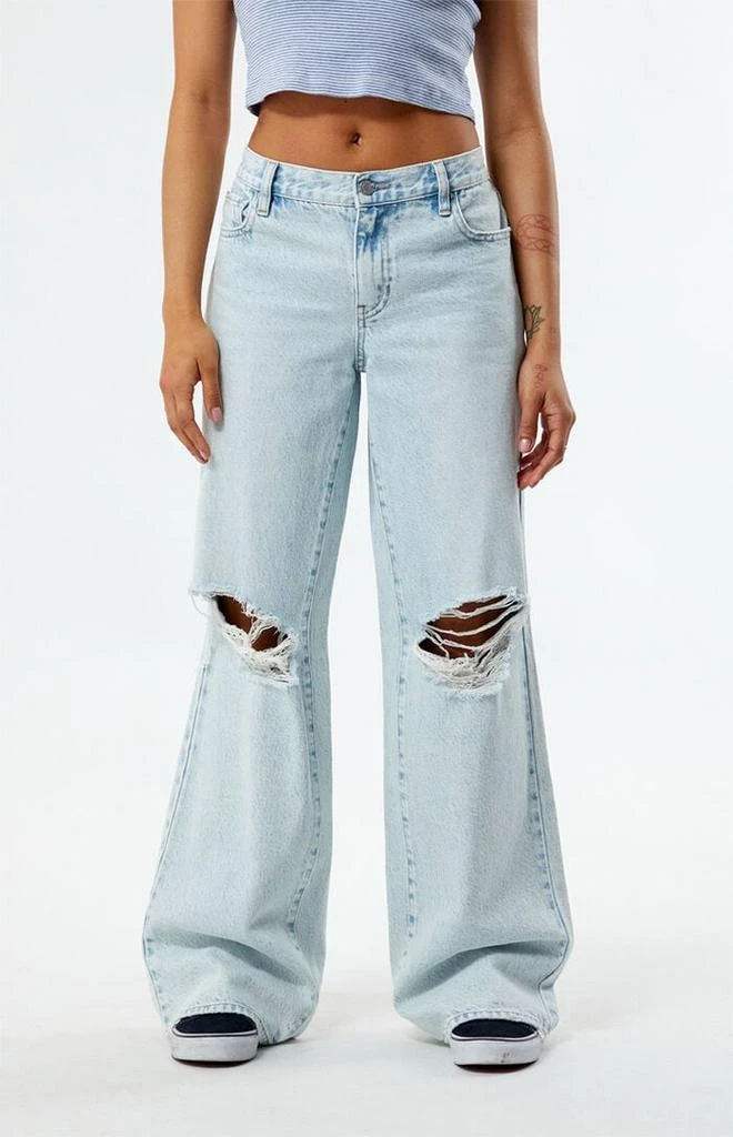PacSun Eco Light Indigo Ripped Parker Extreme Baggy Jeans 1