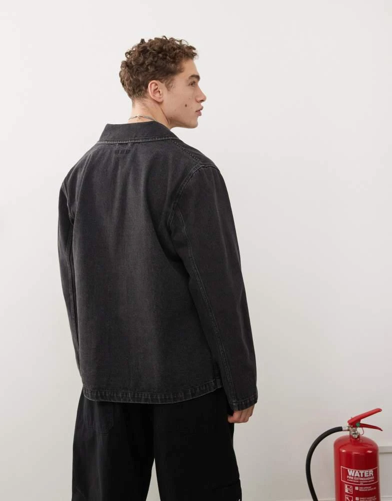 Santa Cruz Santa Cruz logo button up workwear denim jacket in washed black 4