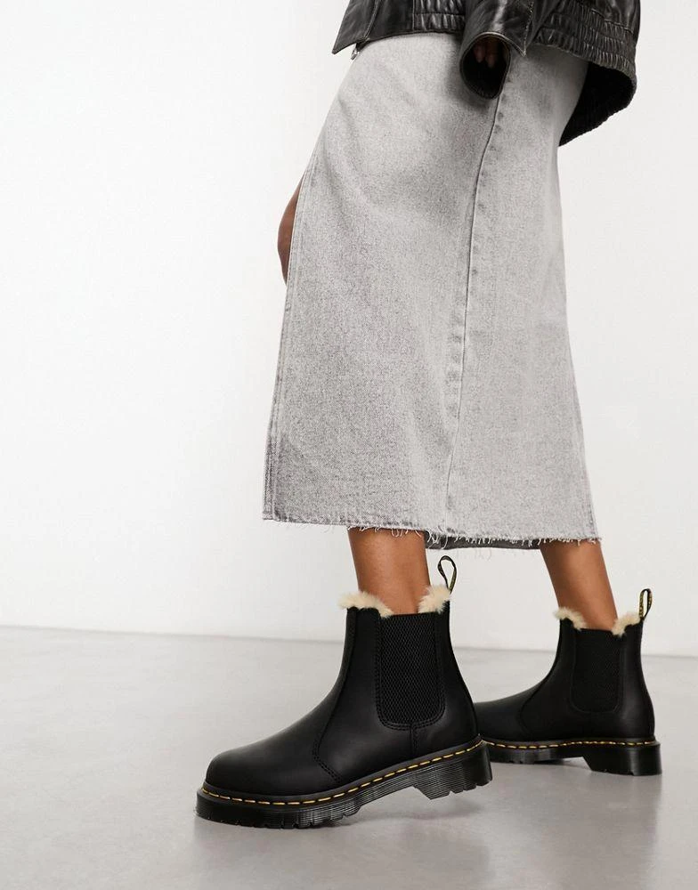 Dr. Martens Dr Martens 2976 leonore fur lined chelsea boots in black leather 1