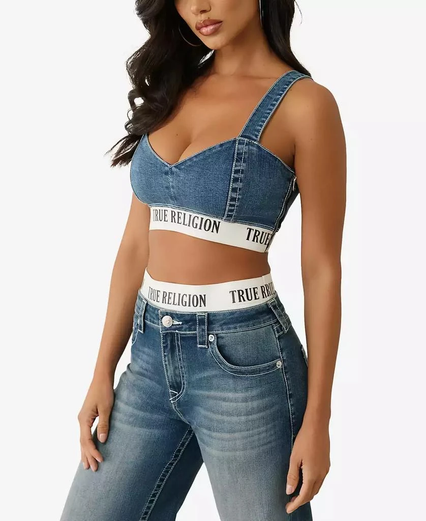 True Religion Women's Elastic Band Denim Bra Top 3