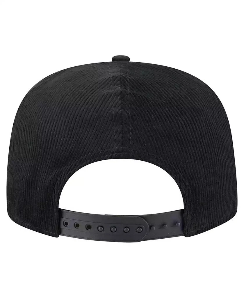 New Era Men's Black Los Angeles Lakers Corduroy Gold Leaf Golfer Snapback Hat 3
