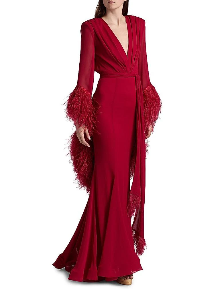BRONX AND BANCO Geisha V-Neck Feather Gown 4