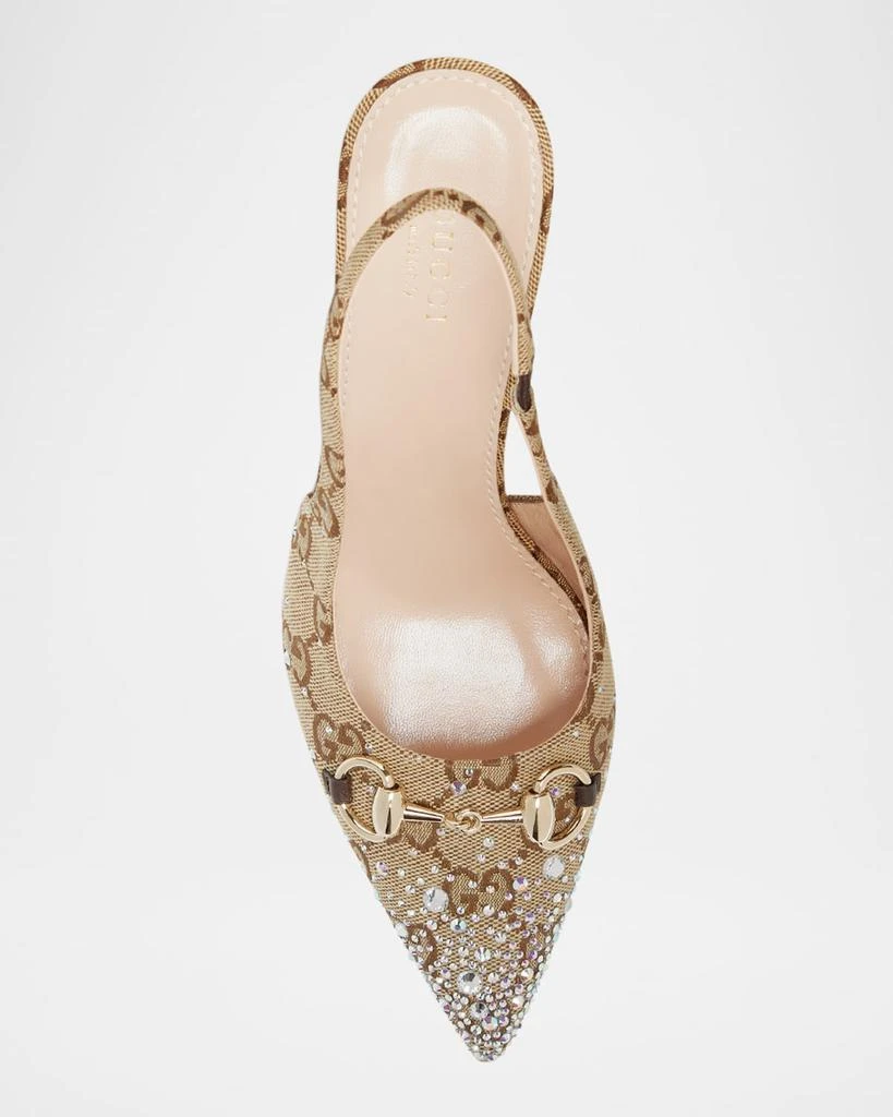 Gucci Erin GG Crystal Canvas Slingback Pumps 6