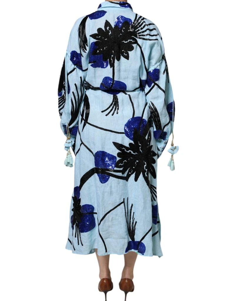 CHRISTIAN PELLIZZARI blue Floral Embellished Shirt Maxi Women's Dress 3